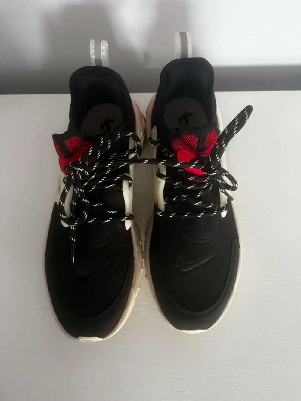 Nike Kids Black & Red Athletic Sneakers with Cream Accents